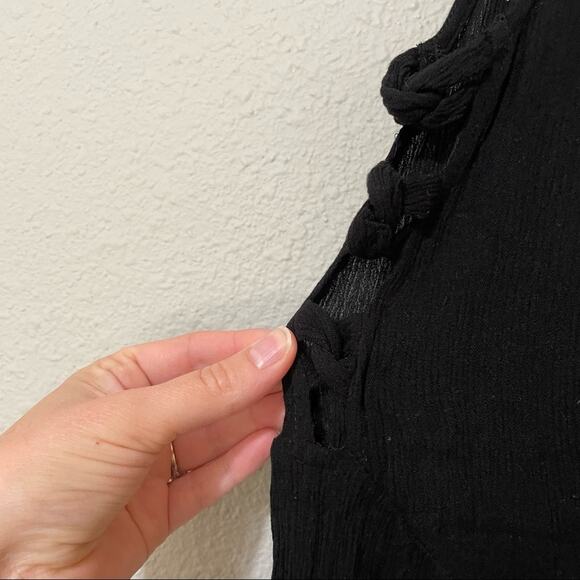 Free People Intimately Black Lace Sleeveless Mini Dress Womens S Slip Beaded - Picture 3 of 10